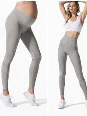 BLANQI Sport Support Hipster Leggings Maternity Postpartum Grey Women's Small